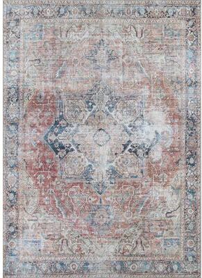 Dream Decor Rugs Legion Distressed Medallion Rust Blue Floral Area Rug