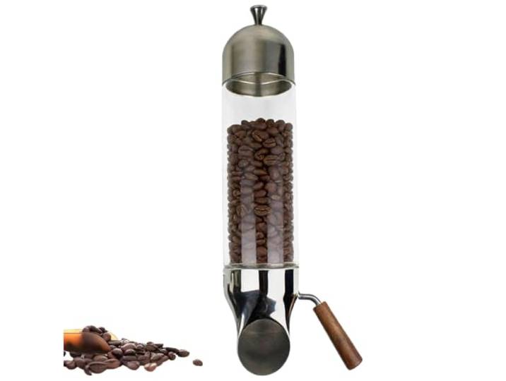 Wsexyy Kaffeebohnenspender, 1 Kg Luftdichter Kaffeebehälter, Wandmontierter Aufbewahrungsbehälter Mit Einstellbarer Ausgabemenge, Glasrohr Für Kaffeebohnen, Süßigkeiten, Tee Und Getreide