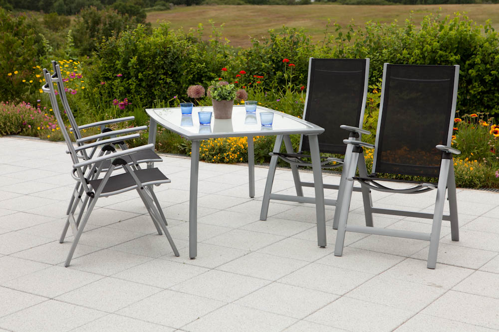 MERXXHANDELS Carrara Set 4tlg 4 Sessel schwarz Tisch 150x90cm 09223803