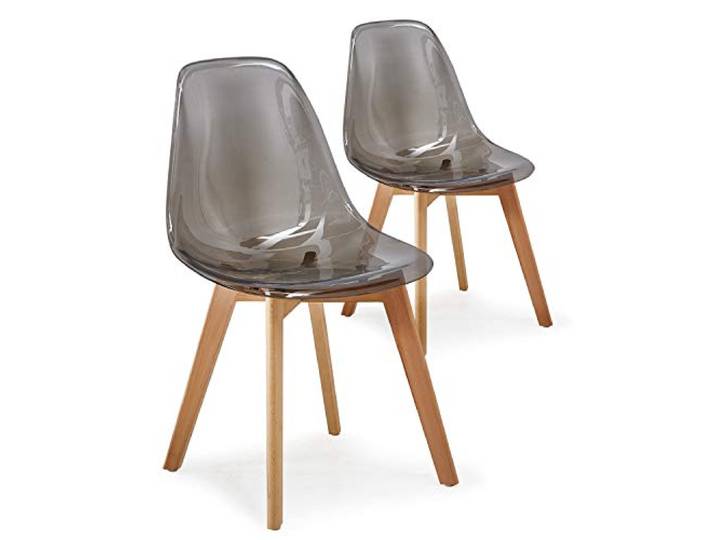 Menzzo Lot de 2 chaises scandinaves Larry Plexi Fumé