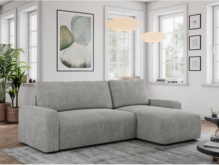 Struktur Stoff, Struktur Couch, Sofa mit Schlaffunktion und Bettkasten, Schlafsofa Struktur, Couchgarnitur Ecke Bettcouch, Struktur Stoff - ARGOS - Hellgrau Struktur