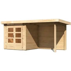 Karibu Gartenhaus Kandern 1 inkl. 235cm Schleppdach und Rückwand - 28mm-204 x 204 cm- naturbelassen