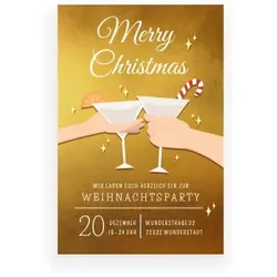 Einladungskarte Weihnachten: Magische Zeit in Gold