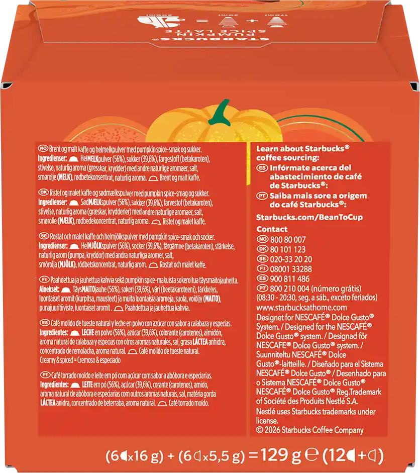 Starbucks®   Pumpkin Spice Latte - 12 Capsules de café pour Dolce Gusto - Latte - Café Pumpkin spice - Compatible Dolce Gusto