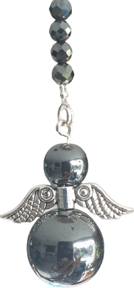 CrystalDesign Beschermengel autohanger met Hematiet halfedelsteen