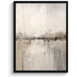 POSTER MIT RAHMEN Moderne Kunst - Abstrakt - Beige Posterleiste 60x80 cm