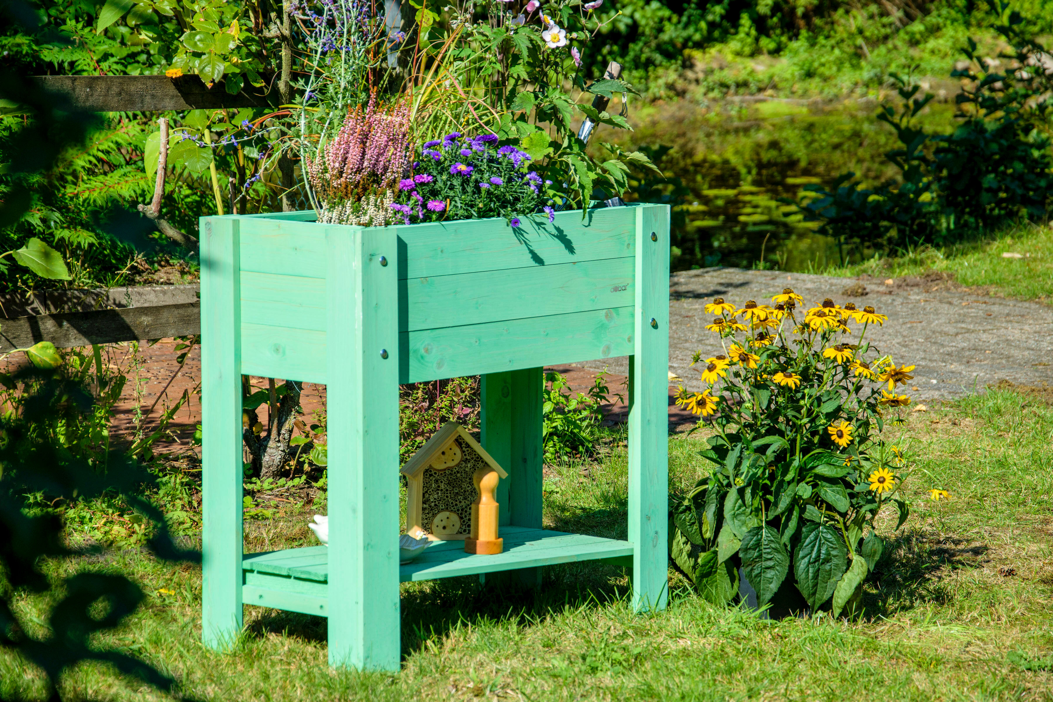 Hochbeet DOBAR "Urban", grün (mintgrün), B:40cm H:78,4cm T:80,3cm, Holzwerkstoff, Pflanzgefäße, Hochbeet, FSC-zertifiziertes Kiefernholz, wetterfest lasiert, mintgrün