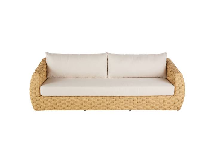 Sofa aus recyceltem Kunststoffgeflecht, beige