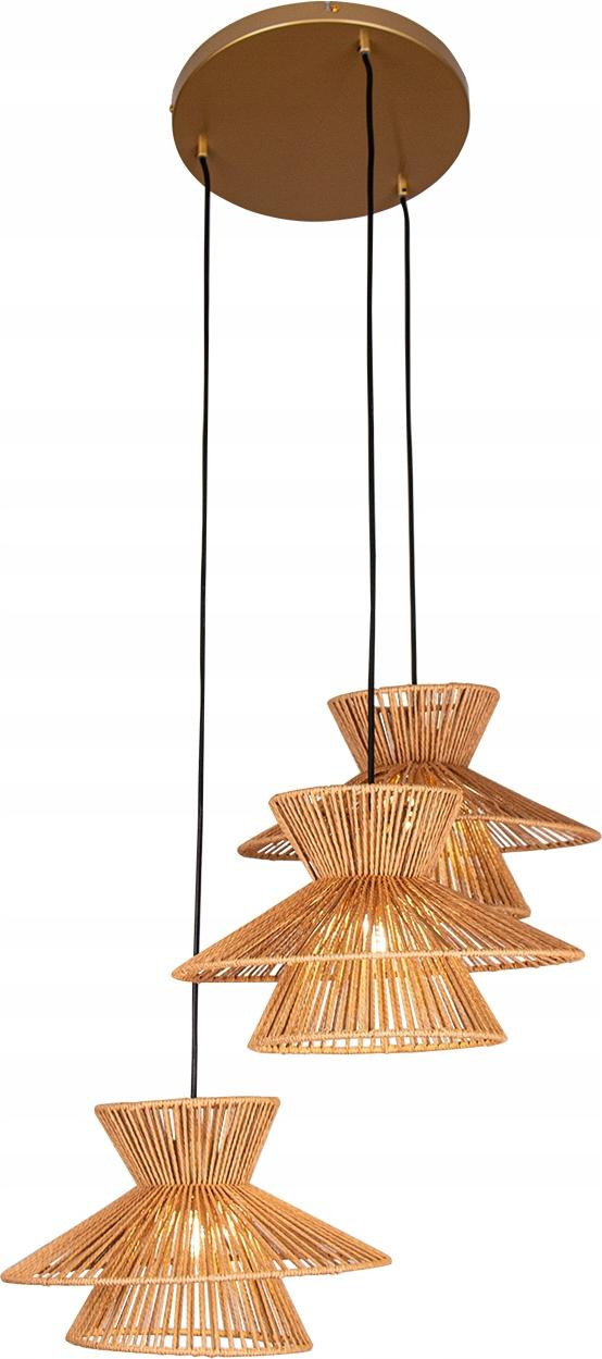 Ledmoon Boho Hanglamp van Bamboe, Riet en Hout voor aan het Plafond