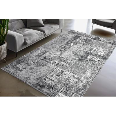 Teppich OBSESSION "Avantgarde 105", grau, B:160cm H:8mm L:230cm, Polyester, Teppiche, Teppich, modernes Patchwork Design, waschbar, In- und Outdoor, Balkon, Terrasse