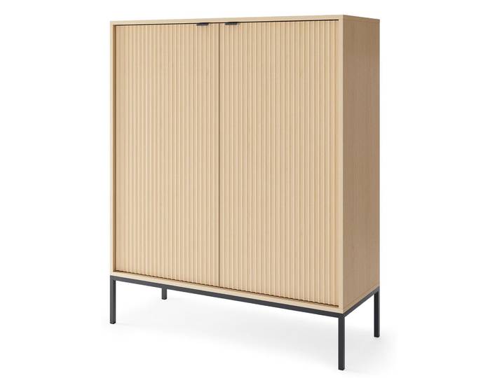 Selsey VELLORE - Buffet haut 2 portes\, aspect chêne Vicenza avec structure noire\, 104 cm