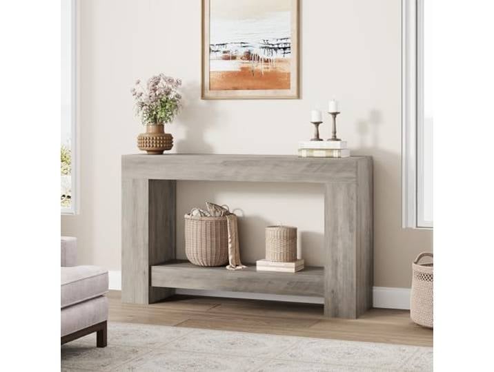 GarveeMore 120cm Vielseitiger Konsolentisch Offene Ablage Beidseitiges Design Oberflächenrelief