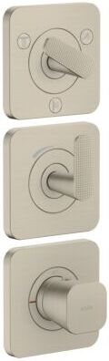 Hansgrohe Axor Citterio C Thermostatmodul 380/120, 49711820 cubic cut, brushed nickel, Unterputz, mit Rosetten