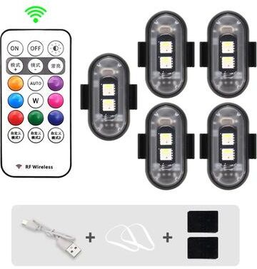 Inspired Living Premium RGB Wireless LED Strobe Lights Multi Mode Motorcycle Warning Lights & Universal Car Position Flash 5pcs