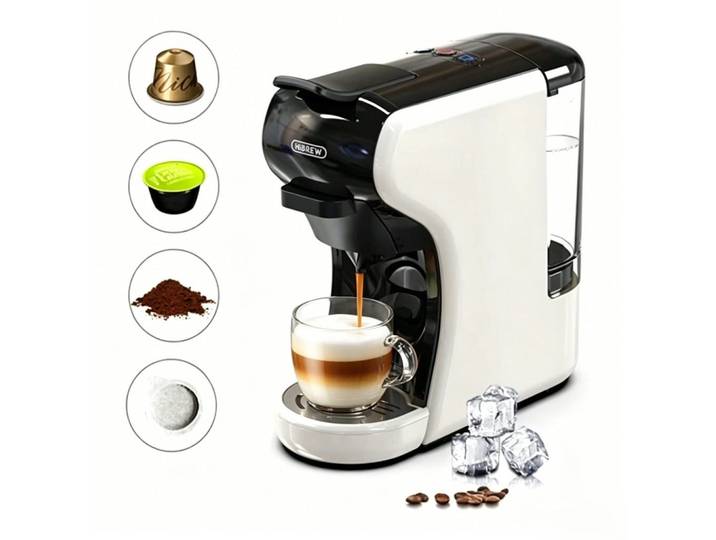 Gisaae Espressomaschine 5-in-1, 20 Bar für Nes/DG/K-Cup/ESE Pads/Pulver, Weiß, Metall, 600 ml, 11x26x26 cm, Kochgeschirr, Küchengeräte, Kaffeemaschinen & Milchschäumer