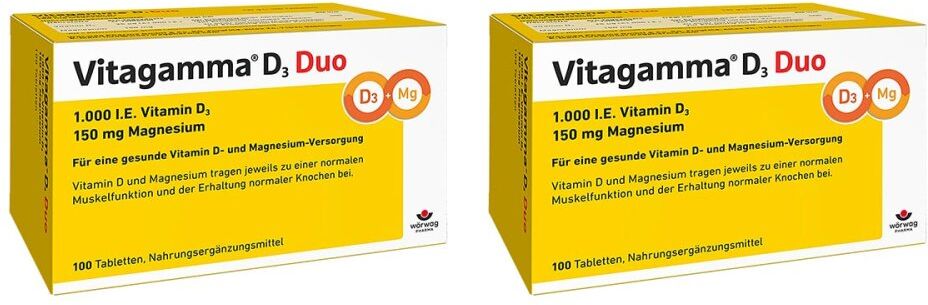 Wörwag Vitagamma D3 Duo 1.000 I.e Vitamine d3 150mg Magnes.nem 2x100stk