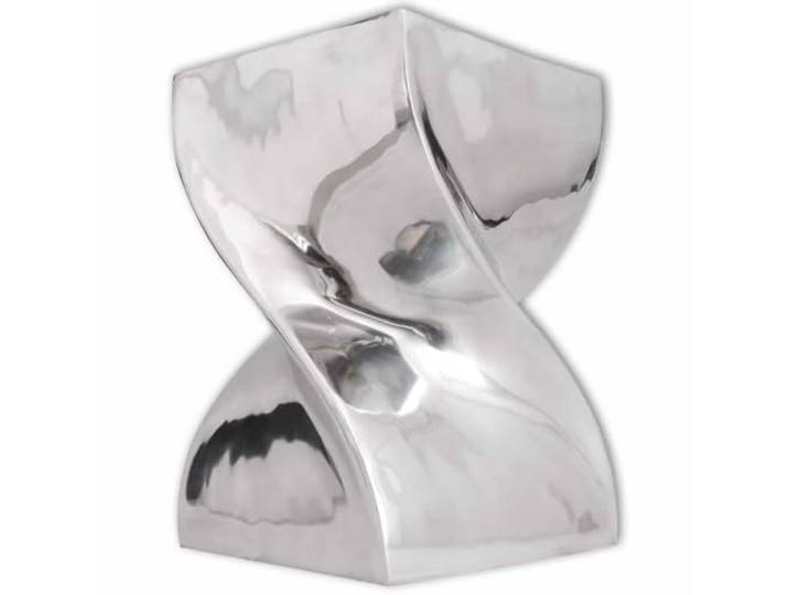 Hocker Beistelltisch Verdrehte Form Silbern Aluminium Leicht Stabil Aluminium, silbern, drehbare Form, vielseitig, abwischbar, leichtgewichtig, stabil