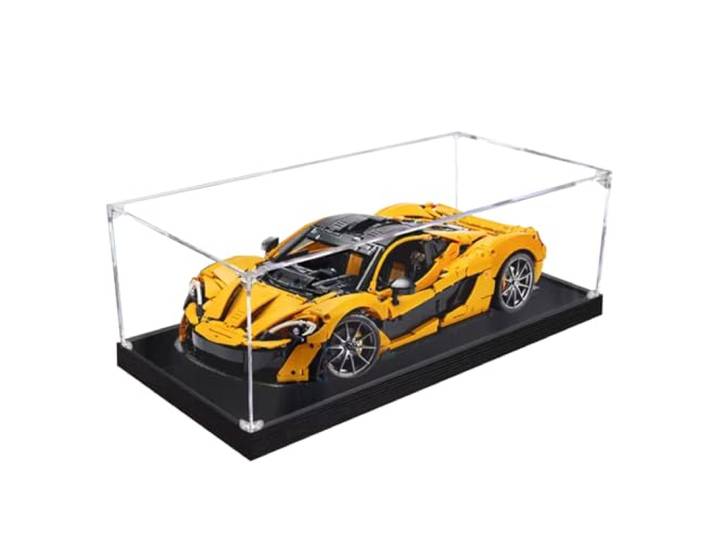 Figuren-Displaybox für LEGO 42172 für McLar-en P1 Hyperca-r, Acryl, staubdicht, transparent, benutzerdefinierte Vitrine (kein Modell) (schwarz + 3 mm)