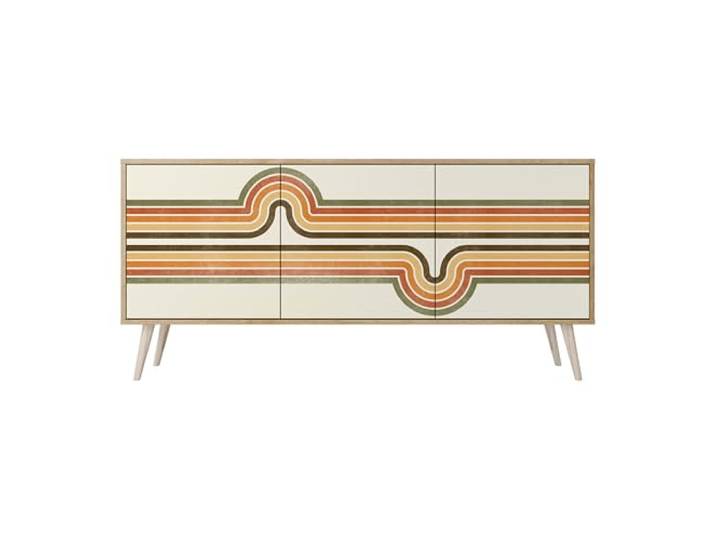 SPACEREBELS Moderne Kommode Mit 3 Türen 164,5x57,5x42 cm Kleiderschrank mit Mustern Komodenschrank Möbel TV Schrank Sideboard Flurkommode Wohnzimmer Mehrzweckschrank Flur Abstrakt