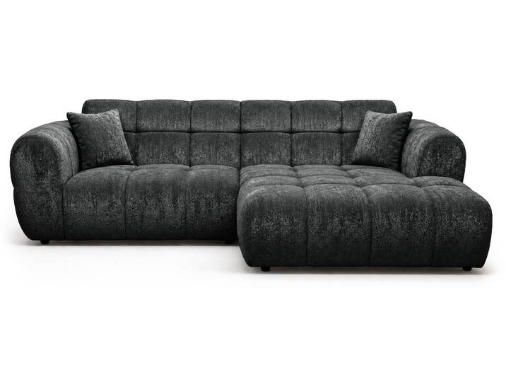 Best Mobilier Mini Ray - Canapé d'angle droit 4 places en tissu texturé \, Gris Anthracite