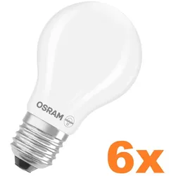 6er Sparpack OSRAM E27 LED SUPERSTAR PLUS Leuchtmittel matt dimmbar 5,8W wie 60W warmweißes Licht 2700K 90 Ra - hohe Farbwiedergabe