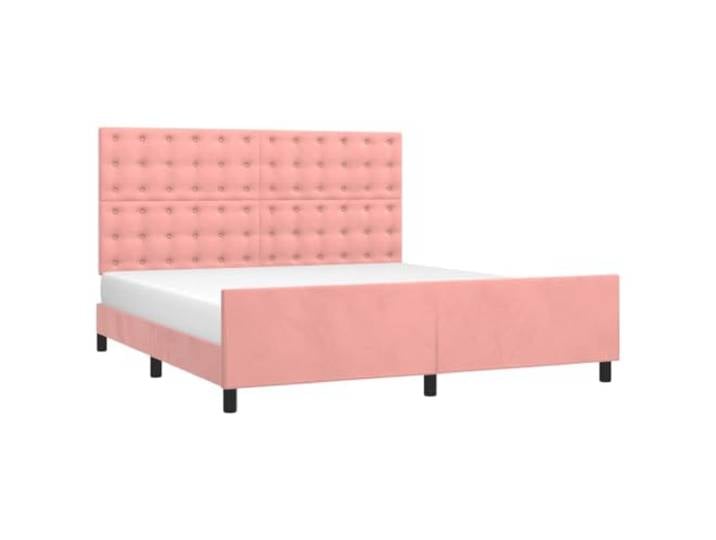 KTHLBRH Bettgestell mit Kopfteil Rosa 180 x 200 cm aus Samt Gepolstertes Bettgestell, stabile Beine, verstellbares Kopfteil, Latten aus Sperrholz