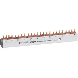 Hager KDN450D Phasenschiene 3P+N 80A Gabel 16mm2 12M für 3P+N Einspeisung u. 1P+N Abgänge