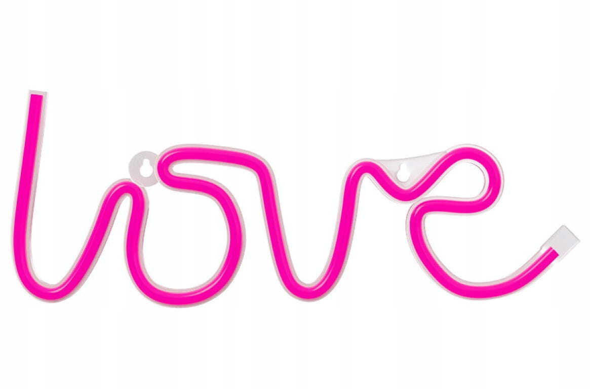 Forever Light Neon LED-lamp LOVE roze Vleermuis met USB, decoratieve sfeerlicht figuur
