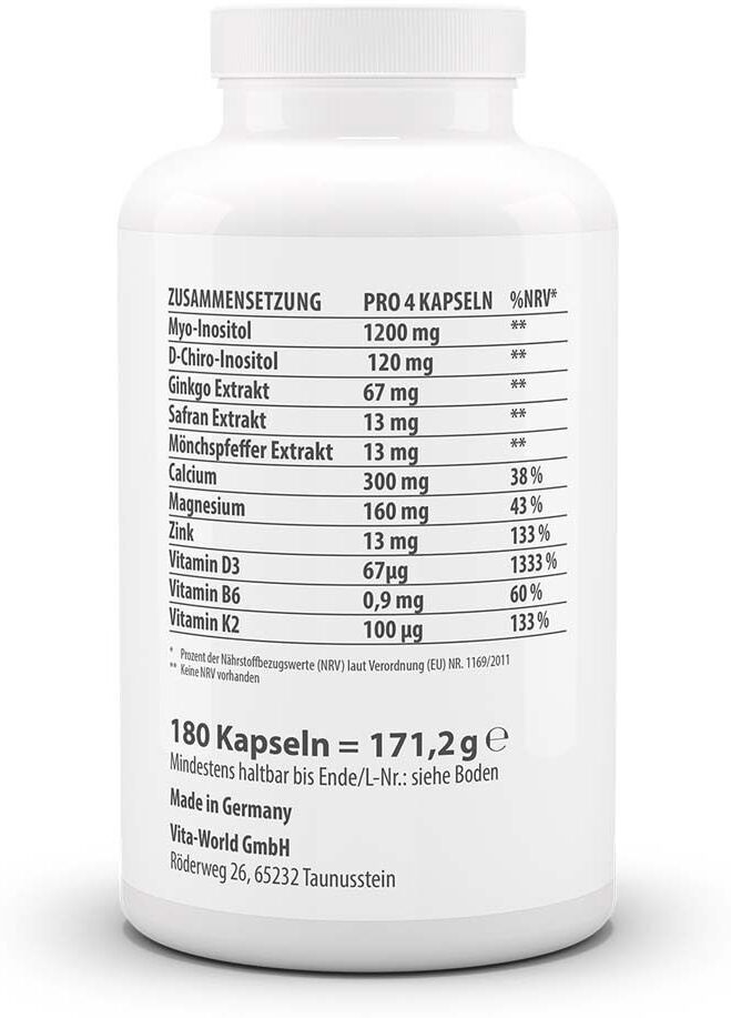 vitaworld Inositol Komplex Myo+D-Chiro-Inositol Kapseln 2x 2x180 St