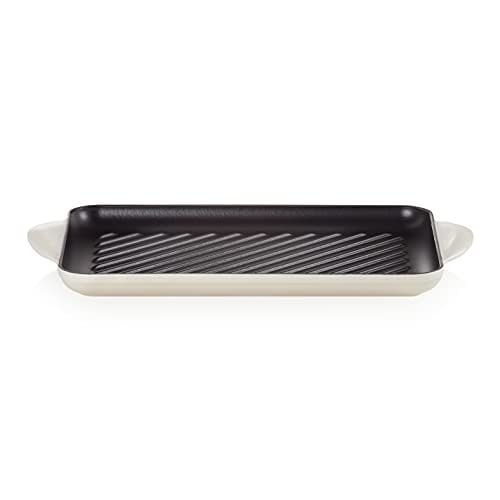 Le Creuset Signature Geëmailleerde Gietijzeren Grillplaat, Meringue, 32 x 22 cm