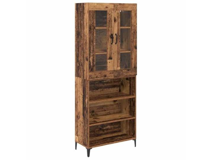 Highboard Altholz 69,5 x 34 x 180 cm Holzwerkstoff Wandmontiert, viel Stauraum, schlanke Linien, simples Design, Holzwerkstoff, hitzebeständig