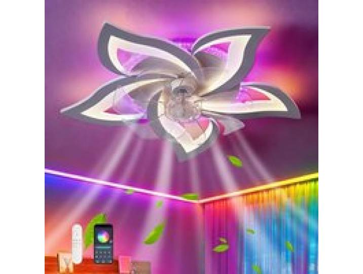 Plafonnier Ventilateur Lampe LED - RGB Couleur Variable et Dimmable - 6 Vitesses Réglables