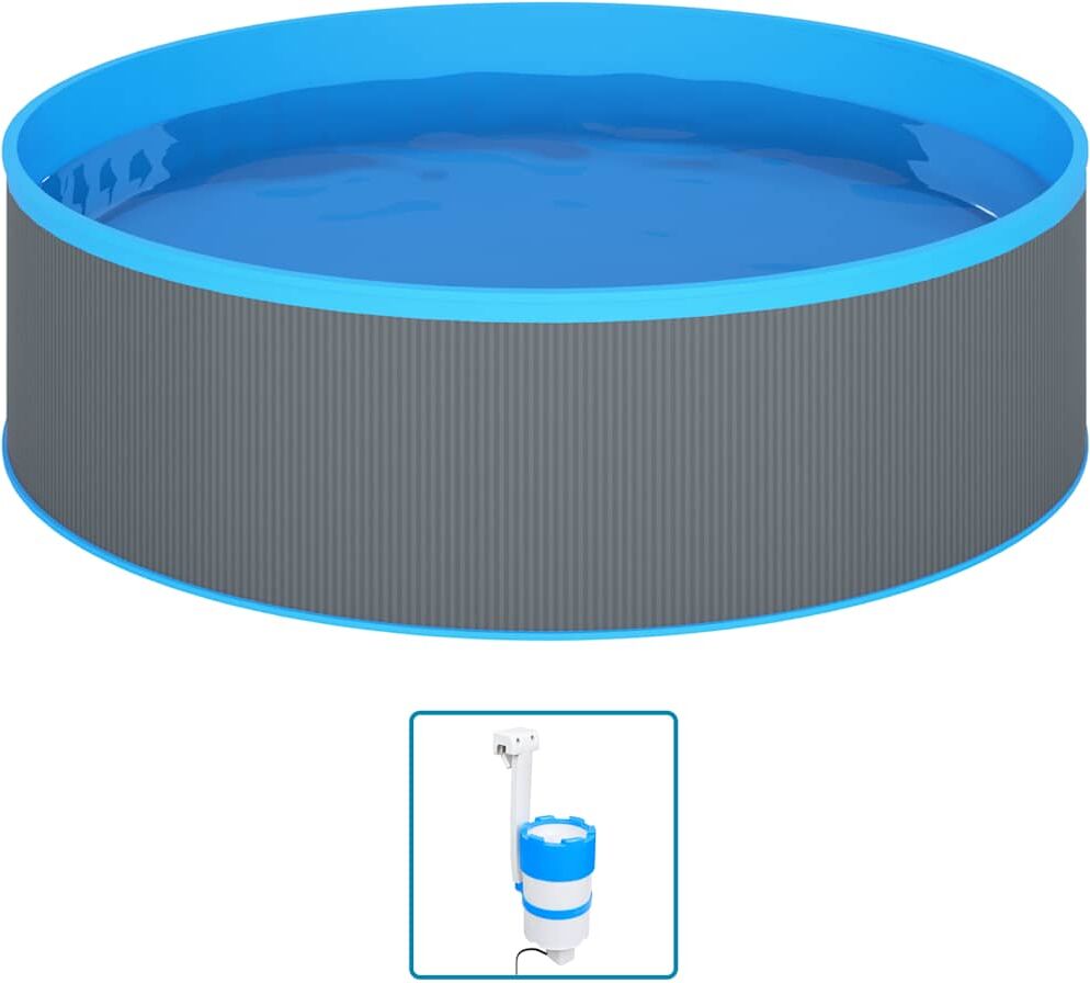 vidaXL Piscine avec écumoire suspendue et pompe 350x90 cm Gris