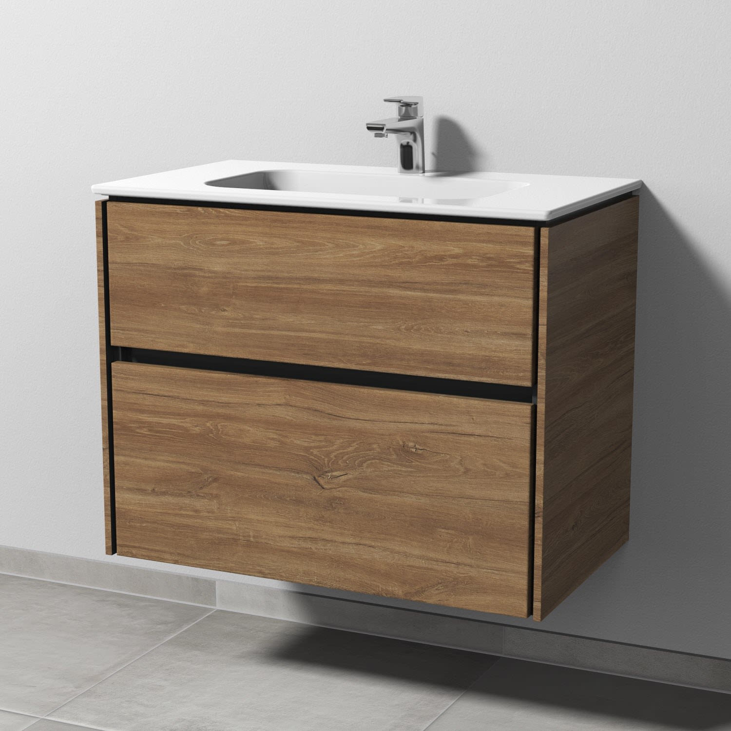 Sanipa Twiga Keramikwaschtisch Design 80 cm mit Unterschrank, 2 Auszüge