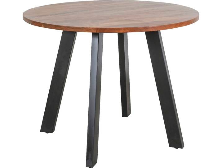 Esstisch BYLIVING Tara , beige (natur, schwarz, akazie), B:100cm H:76cm T:100cm, Tische, Esstisch, ausdrucksstarke Tischplatte aus Massivholz Akazie