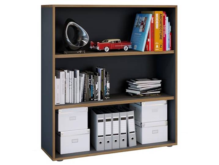 VCM Büroregal Anthrazit 100x32x110 cm 3 Fächer Standregal Bücherregal