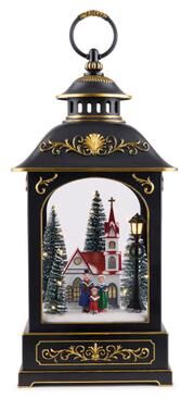 "LED Lantern Scene with Church and Carolers 17.5""H by Melrose in Black. Gold (Size ONE SIZE)"