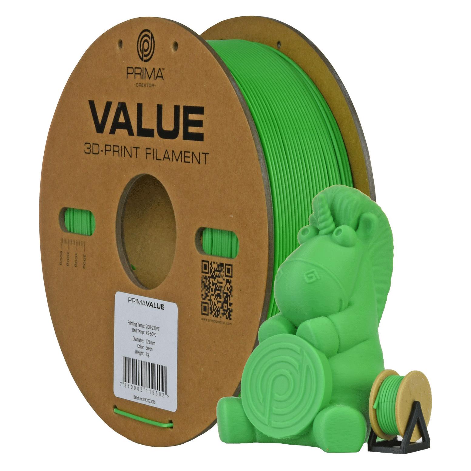 Prima Creator PrimaValue ABS -filamentti 3D -tulostimeen,, vihreä (ABS, 1000 g, 1.75 mm) (30230-12784)