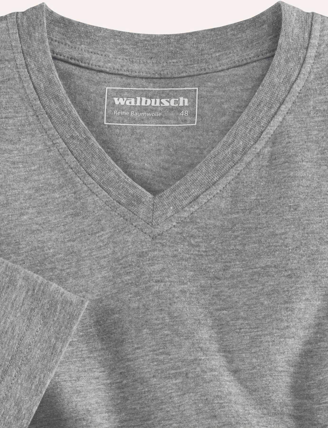 Walbusch T-Shirt V-Ausschnitt, , Farbe Grau, 50, supergekämmte Baumwolle formbeständig Herren