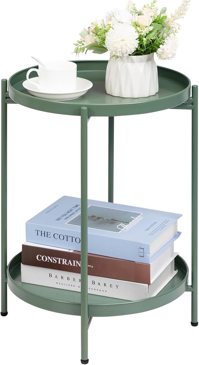 Ronde Bijzettafel met 2 Lagen in Grasgroen