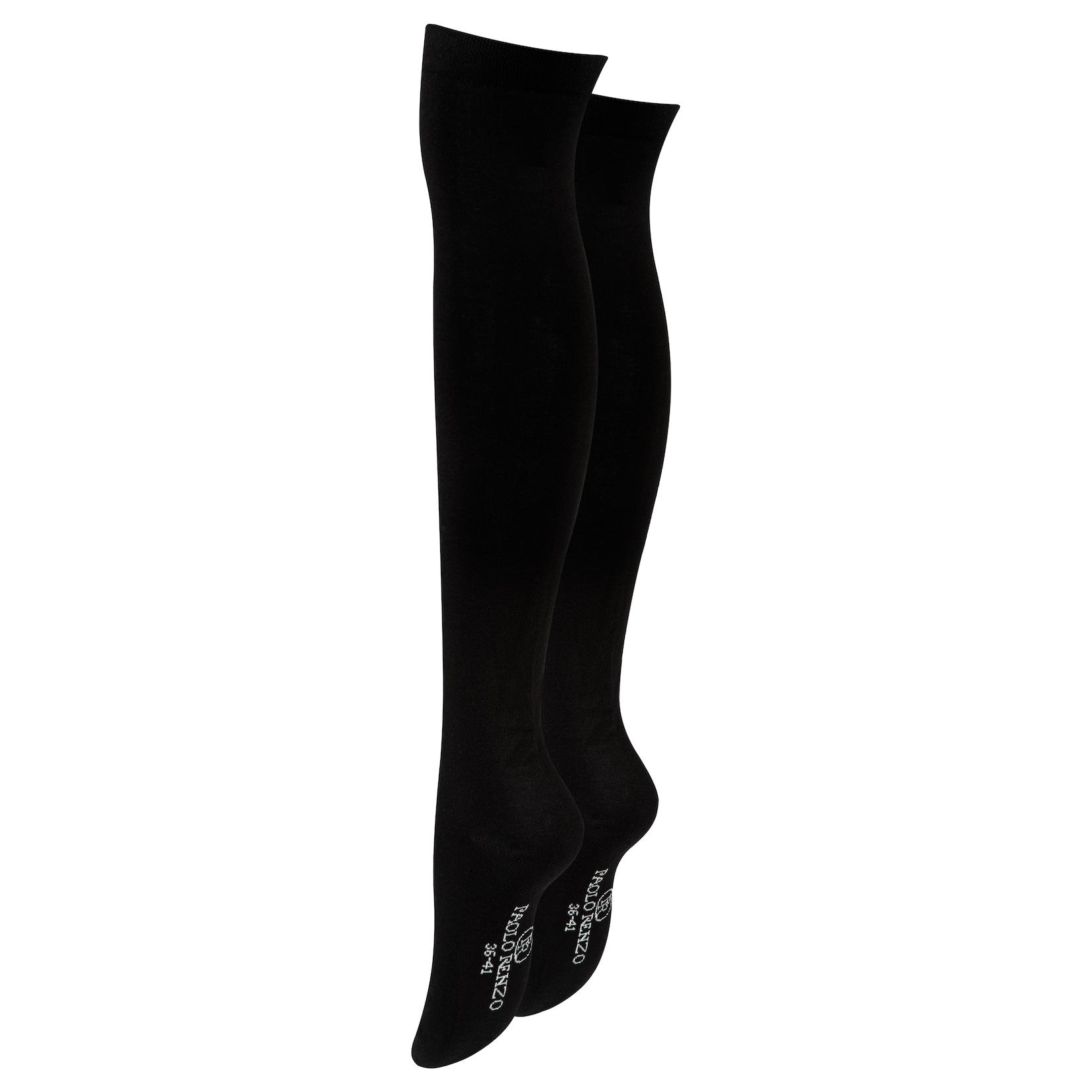 Paolo Renzo® Damen Baumwoll Overknees mit Anti-Rutsch-Bund 3 Paar - Größe 36/41 - Dunkelgrau