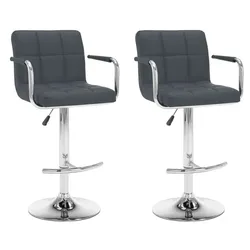 vidaXL Barhocker 2 Stk. Grau Kunstleder