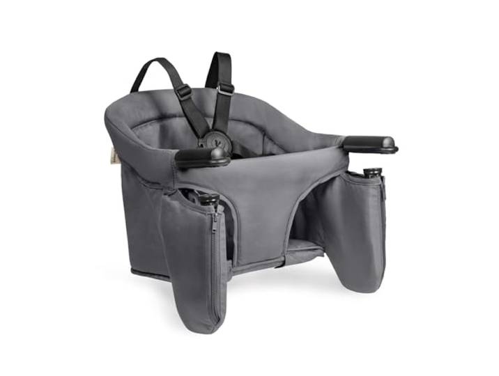 hauck Fix N Sit, Grau - Faltbarer Baby Tischsitz für Kinder ab 6 Monaten bis 15 kg, Einfache Befestigung an der Tischplatte, mit 5-Punkt-Gurt & Aufbewahrungsfach, Leicht & Tragbar, 37 x 42 x 32 cm