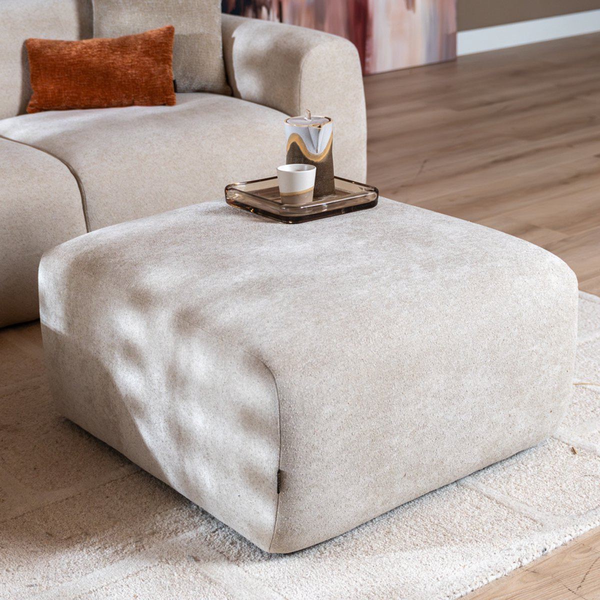 Bronx71 Hocker Maine chenille beige