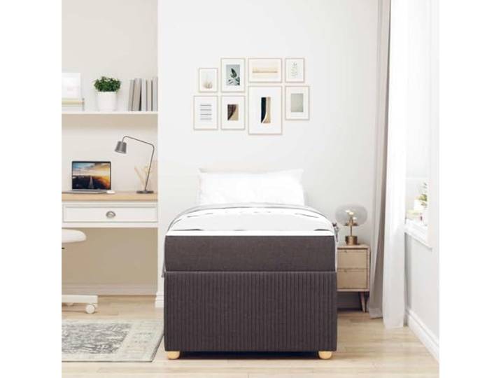 KTHLBRH Bettgestell Dunkelbraun 90 x 190 cm Stoff Robustes Holz, inklusive Matratze, 140 kg Tragkraft, modernes Design