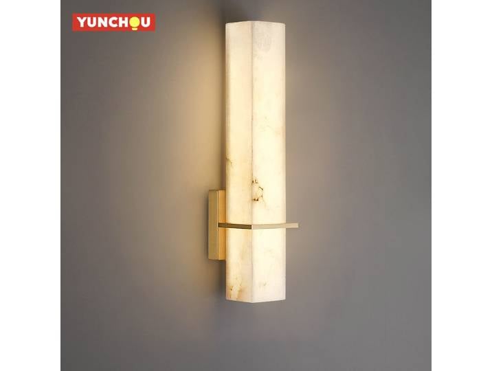 Lampe murale cubique en marbre naturel, cuivre rectangulaire haut de gamme pour salon, chambre, couloir, escalier, décoration d'ambiance