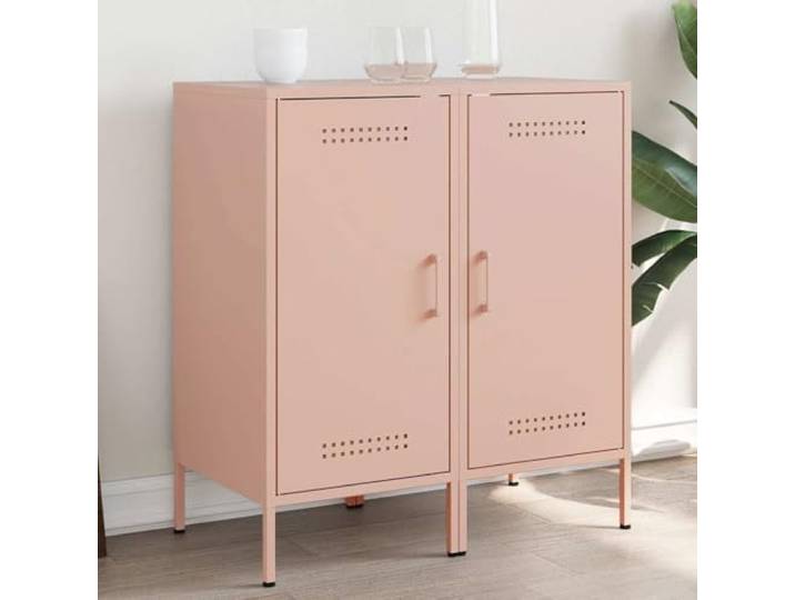 HEFZGDB Robuster Sideboard Schrank Metall mit Stauraum Wohnzimmer im Industrie-Stil Schwarz und verstellbaren Füßen, 2 Stück Beistellschrank modern aus Stahl