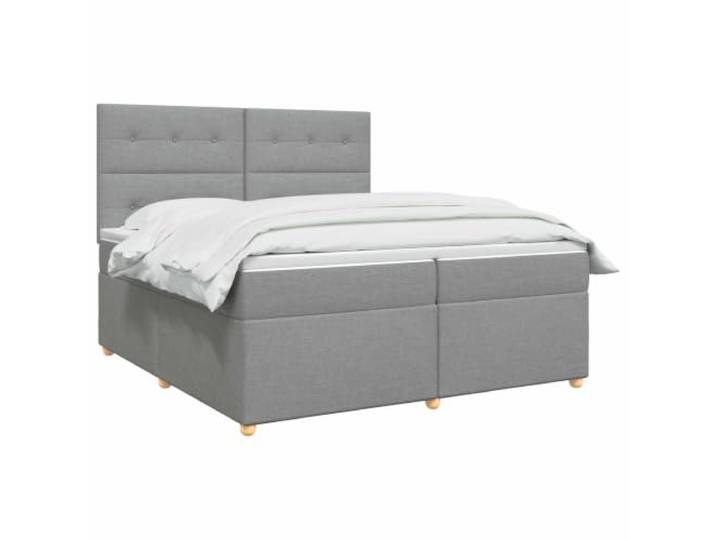 vidaXL Boxspringbett mit Matratze Hellgrau 200 x 200 cm Stoff Bietet perfekt ausgewogene Unterstützung, Anpassbar an deine Wunschhöhe, Praktische und energiesparende USB-Beleuchtung