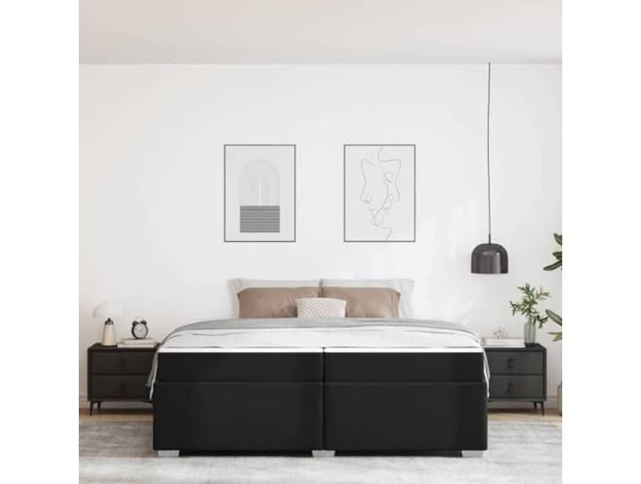 KTHLBRH Modernes Bettgestell, schwarz, 200 x 200 cm, Stoff Sauberes Design, klare Linien, geeignet für moderne Räume, robuster Rahmen