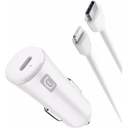 Cellularline USB-C Car Charger Kit 20W - USB-C to Lightning - iPhone 8 or later, Auto Adapter, Weiss